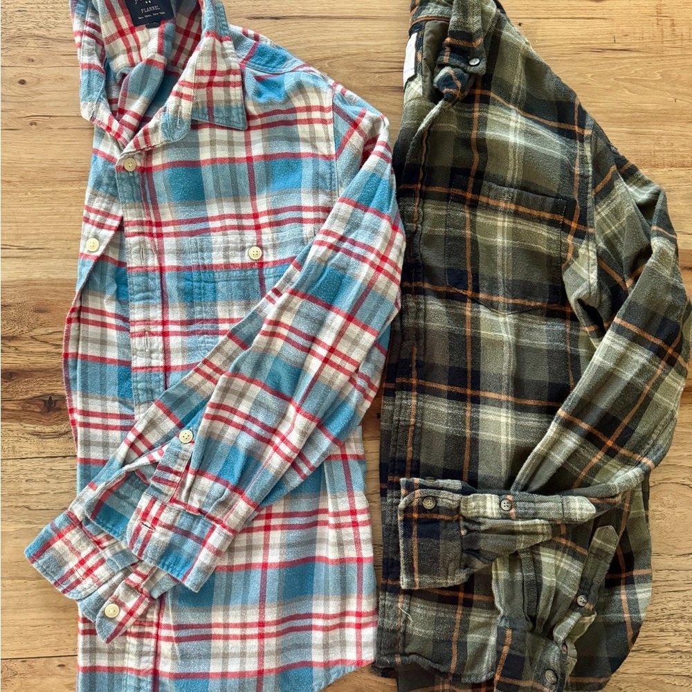 Men's Plaid Button Down Flannel Shirt Set
